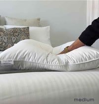 Guest First luxury feather and down hotel pillow — medium profile, white, standard size