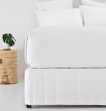 White Quilted Hotel Bed Valance